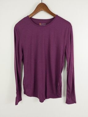 Cloudveil 100% Merino Wool Crew Neck Top Purple Size Large